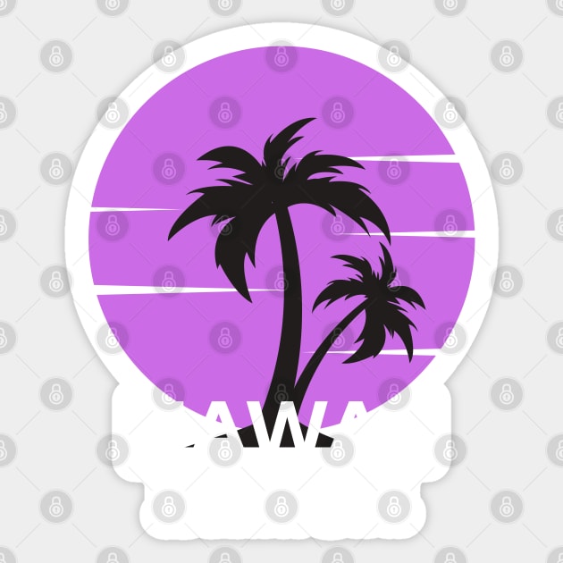 Vintage Hawaii Beach sunset Palm Trees Sticker by bougieFire